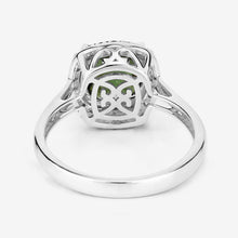 Load image into Gallery viewer, 2.64 Carat Genuine Green Tourmaline and White Diamond 14K White Gold Ring