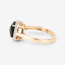Load image into Gallery viewer, 2.64 Carat Genuine Green Tourmaline and White Diamond 14K Yellow Gold Ring