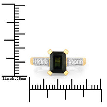 Load image into Gallery viewer, 1.91 Carat Genuine Green Tourmaline and White Diamond 14K Yellow Gold Ring