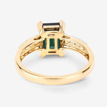 Load image into Gallery viewer, 1.91 Carat Genuine Green Tourmaline and White Diamond 14K Yellow Gold Ring