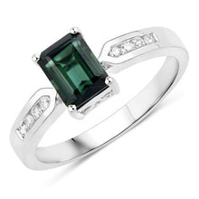 Load image into Gallery viewer, 1.19 Carat Genuine Green Tourmaline and White Diamond 14K White Gold Ring