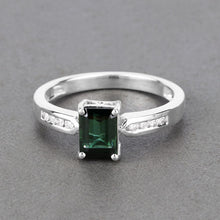 Load image into Gallery viewer, 1.19 Carat Genuine Green Tourmaline and White Diamond 14K White Gold Ring