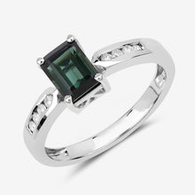 Load image into Gallery viewer, 1.19 Carat Genuine Green Tourmaline and White Diamond 14K White Gold Ring