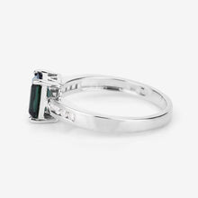 Load image into Gallery viewer, 1.19 Carat Genuine Green Tourmaline and White Diamond 14K White Gold Ring