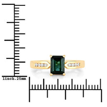 Load image into Gallery viewer, 1.19 Carat Genuine Green Tourmaline and White Diamond 14K Yellow Gold Ring