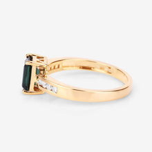 Load image into Gallery viewer, 1.19 Carat Genuine Green Tourmaline and White Diamond 14K Yellow Gold Ring