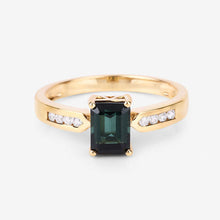 Load image into Gallery viewer, 1.19 Carat Genuine Green Tourmaline and White Diamond 14K Yellow Gold Ring
