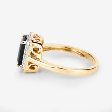 Load image into Gallery viewer, 3.02 Carat Genuine Green Tourmaline and White Diamond 14K Yellow Gold Ring