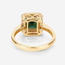 Load image into Gallery viewer, 3.02 Carat Genuine Green Tourmaline and White Diamond 14K Yellow Gold Ring