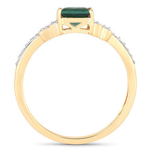 Load image into Gallery viewer, 0.72 Carat Genuine Green Tourmaline and White Diamond 14K Yellow Gold Ring