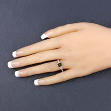 Load image into Gallery viewer, 0.72 Carat Genuine Green Tourmaline and White Diamond 14K Yellow Gold Ring