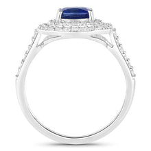 Load image into Gallery viewer, 1.96 Carat Genuine Blue Sapphire and White Diamond 18K White Gold Ring
