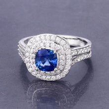 Load image into Gallery viewer, 1.96 Carat Genuine Blue Sapphire and White Diamond 18K White Gold Ring