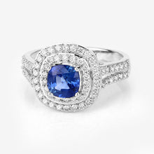 Load image into Gallery viewer, 1.96 Carat Genuine Blue Sapphire and White Diamond 18K White Gold Ring