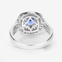 Load image into Gallery viewer, 1.96 Carat Genuine Blue Sapphire and White Diamond 18K White Gold Ring