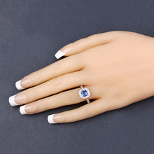 Load image into Gallery viewer, 1.31 Carat Genuine Blue Sapphire and White Diamond 18K Yellow Gold Ring