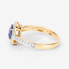 Load image into Gallery viewer, 1.31 Carat Genuine Blue Sapphire and White Diamond 18K Yellow Gold Ring