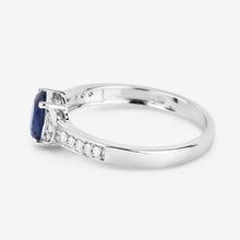 将图片加载到图库查看器,1.05 Carat Genuine Blue Sapphire and White Diamond 10K White Gold Ring