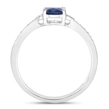 将图片加载到图库查看器,1.05 Carat Genuine Blue Sapphire and White Diamond 10K White Gold Ring