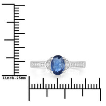 将图片加载到图库查看器,1.05 Carat Genuine Blue Sapphire and White Diamond 10K White Gold Ring