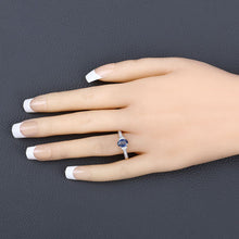 Load image into Gallery viewer, 1.05 Carat Genuine Blue Sapphire and White Diamond 10K Yellow Gold Ring