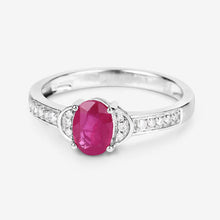 Load image into Gallery viewer, 0.95 Carat Genuine Ruby and White Diamond 10K White Gold Ring