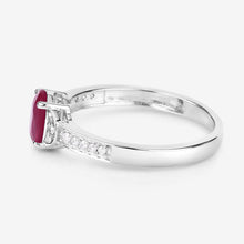 Load image into Gallery viewer, 0.95 Carat Genuine Ruby and White Diamond 10K White Gold Ring
