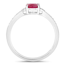 Load image into Gallery viewer, 0.95 Carat Genuine Ruby and White Diamond 10K White Gold Ring