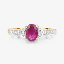 Load image into Gallery viewer, 0.95 Carat Genuine Ruby and White Diamond 10K Yellow Gold Ring