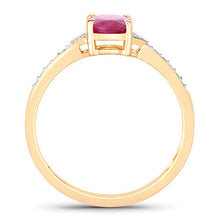 Load image into Gallery viewer, 0.95 Carat Genuine Ruby and White Diamond 10K Yellow Gold Ring