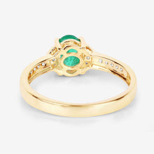 Load image into Gallery viewer, 0.82 Carat Genuine Zambian Emerald and White Diamond 14K Yellow Gold Ring