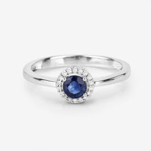 将图片加载到图库查看器,0.52 Carat Genuine Blue Sapphire and White Diamond 14K White Gold Ring