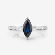 将图片加载到图库查看器,1.44 Carat Genuine Blue Sapphire and White Diamond 14K White Gold Ring