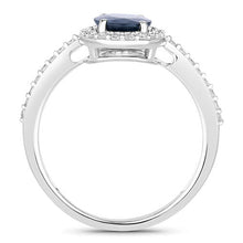 Load image into Gallery viewer, 1.82 Carat Genuine Blue Sapphire and White Diamond 14K White Gold Ring
