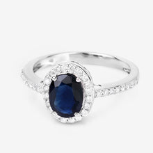 Load image into Gallery viewer, 1.82 Carat Genuine Blue Sapphire and White Diamond 14K White Gold Ring