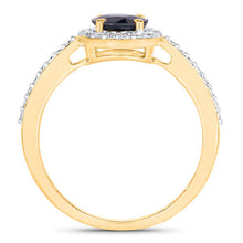 Load image into Gallery viewer, 1.82 Carat Genuine Blue Sapphire and White Diamond 14K Yellow Gold Ring