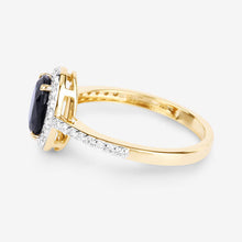 Load image into Gallery viewer, 1.82 Carat Genuine Blue Sapphire and White Diamond 14K Yellow Gold Ring