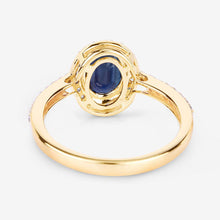 Load image into Gallery viewer, 1.82 Carat Genuine Blue Sapphire and White Diamond 14K Yellow Gold Ring