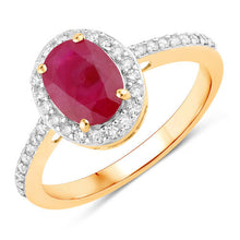Load image into Gallery viewer, 1.73 Carat Genuine Ruby and White Diamond 14K Yellow Gold Ring