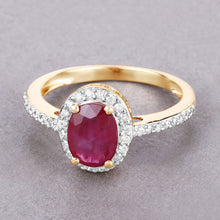 Load image into Gallery viewer, 1.73 Carat Genuine Ruby and White Diamond 14K Yellow Gold Ring