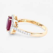 Load image into Gallery viewer, 1.73 Carat Genuine Ruby and White Diamond 14K Yellow Gold Ring