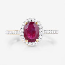 Load image into Gallery viewer, 1.73 Carat Genuine Ruby and White Diamond 14K Yellow Gold Ring