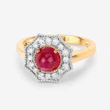 Load image into Gallery viewer, 2.01 Carat Genuine Ruby and White Diamond 14K Yellow Gold Ring