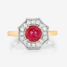 Load image into Gallery viewer, 2.01 Carat Genuine Ruby and White Diamond 14K Yellow Gold Ring