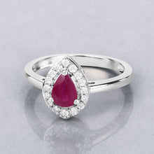 Load image into Gallery viewer, 0.92 Carat Genuine Ruby and White Diamond 14K White Gold Ring