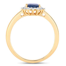 Load image into Gallery viewer, 1.11 Carat Genuine Blue Sapphire and White Diamond 10K Yellow Gold Ring