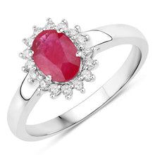 Load image into Gallery viewer, 1.01 Carat Genuine Ruby and White Diamond 10K White Gold Ring