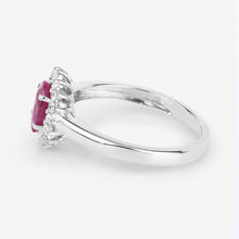 Load image into Gallery viewer, 1.01 Carat Genuine Ruby and White Diamond 10K White Gold Ring
