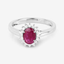 Load image into Gallery viewer, 1.01 Carat Genuine Ruby and White Diamond 10K White Gold Ring