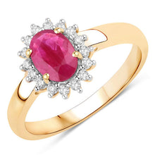 Load image into Gallery viewer, 1.01 Carat Genuine Ruby and White Diamond 10K Yellow Gold Ring